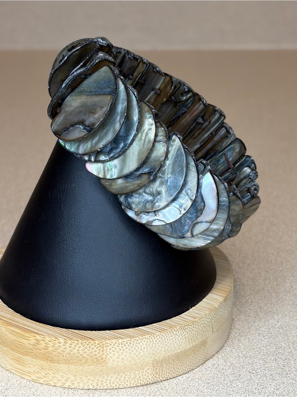 Abalone Shell Disk Stretch Bracelet